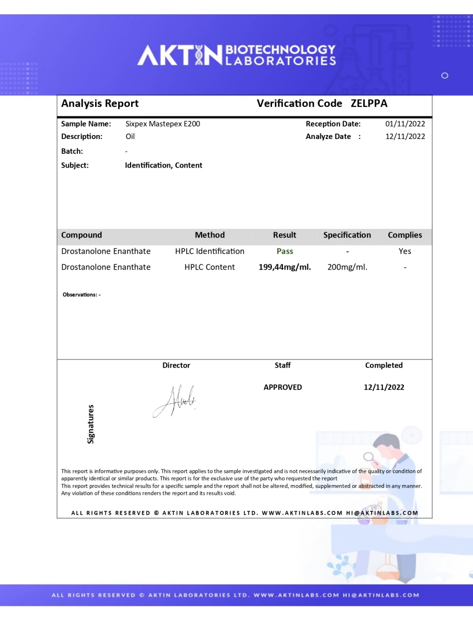 Sixpex Mastepex 200 lab report image