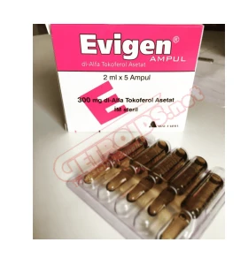 Evigen ( Vitamin E ) 300 Mg 5 amps / 2 ml Aksu Evigen ( Vitamin E ) 300 Mg 5 amps / 2 ml Aksu