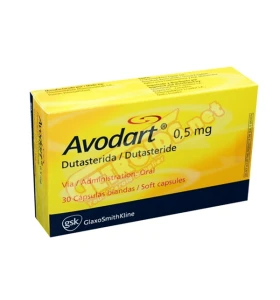 Avodart Dutasteride 0.5 mg 30 Capsules GlaxoSmithKline EXP Avodart Dutasteride 0.5 mg 30 capsules by GlaxoSmithKline product packaging