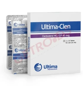 Ultima-Clen 40 mcg 50 Tablets Ultima Pharma INT Ultima-Clen 40 mcg 50 tablets by Ultima Pharma INT product packaging